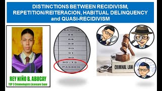 Distinctions between Recidivism Repetition Habitual delinquency Quasi recidivism [upl. by Ydnyl]