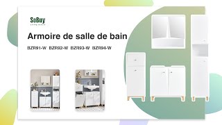 SoBuy Armoire de salle de bain  Meuble salle de bain  Panier à ligne  Meuble toilette  BZR91W [upl. by Wengert171]