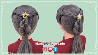 Penteado Fácil e Rápido com Árvore de Natal⭐🎄  Easy Hairstyles for Christmas ⭐ Hairstyle for Girls [upl. by Zohar]