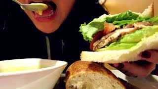 Eating at Panera Bread  Roasted Turkey amp Avocado BLT  Broccoli Cheddar Soup [upl. by Africa845]