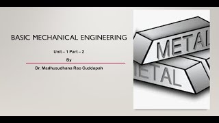 Basic Mechanical Engineering  JNTUA BTech R23  Unit  1 Part  2  Mechanical Properties  Metals [upl. by Esirehs]