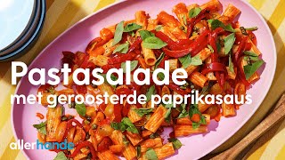 Koude pastasalade met geroosterdepaprikasaus  Recept  Allerhande [upl. by Oidualc]