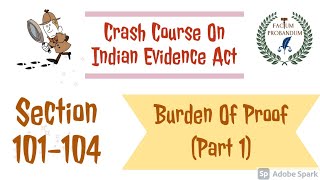 Section 101104 Of Indian Evidence Act  Burden Of Proof Part 1 [upl. by Haidabej]