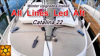 Lines Led Aft Jib Downhaul  Catalina 22 Sailboat  Halyards to cockpit how to [upl. by Atimad100]