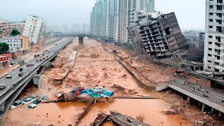 Massive destruction in China and Vietnam Flow of water collapse bridges Super Typhoon Yagi [upl. by Idaline]