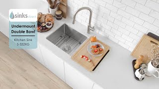 33 inch Undermount Double Bowl Kitchen Sink Stainless Steel by Stylish® S322XG Beryl [upl. by Ellirpa]