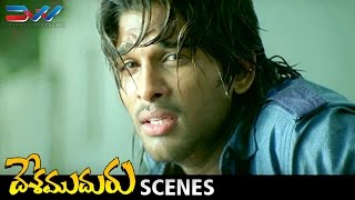 Allu Arjun Escapes from Goons  Desamuduru Telugu Movie Scenes  Hansika  Puri Jagannadh [upl. by Atsirhcal]