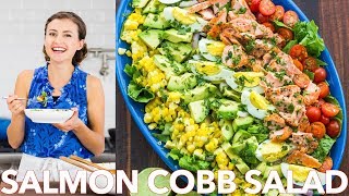 Healthy Cobb Seafood Salmon Salad with Easy Salad Dressing [upl. by Harden349]