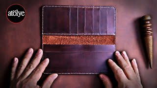 handmade leather wallet  best leather wallet  leather craft  DIY  ASMR [upl. by Benkley350]