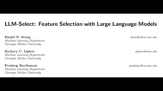 LLMSelect Feature Selection with Large Language Models [upl. by Tidwell793]