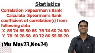 Correlation Spearmans Rank Example04 Calculate Spearmans Rank coefficient of correlationr [upl. by Analad]