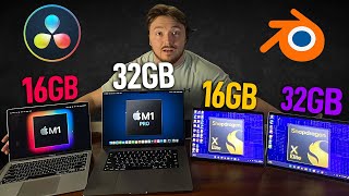 Snapdragon X Elite 16gb vs 32gb vs 16gb macbook air vs 32gb Macbook Pro [upl. by Eniaj]