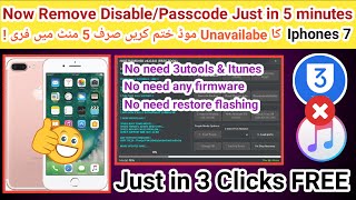 How to Factory Reset Iphone 7 for UnavailablePasscode removing free no need flashing  2023 [upl. by Tonie]