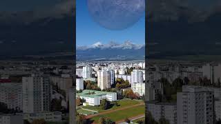 Poprad  High Tatras aerial shots the Moon in the background moon slovakia afftereffects [upl. by Conall]