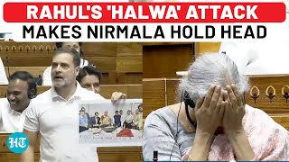 Rahul Gandhis Halwa Attack Nirmalas Viral Reaction Budget NEET Agniveer Jobs  Full Speech [upl. by Einolem167]