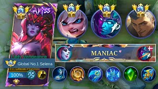 SELENA PERFECT ROTATION AND BUILD WITH MANIAC WATCH AND LEARN  TOP GLOBAL SELENA  MLBB [upl. by Enyrhtak]