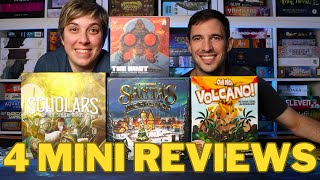 4 GAME REVIEW Scholars of the South Tigris The Hunt Santas Workshop Oh No Volcano [upl. by Rednaxela]