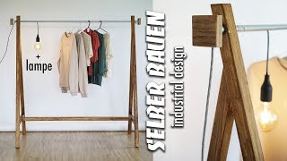 KLEIDERSTANGE SELBER BAUEN aus Rohren  DIY Garderobe mit industrial Lampe  EASY ALEX [upl. by Eedyak]