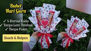 Cara Membuat Buket Hari Guru Dari Setengah Kertas Kado Tutorial Buket Hari Guru Dari Kertas Kado [upl. by Deeann]