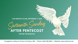 Sept 17 2023 Evangelical Lutheran Church of Cokato MN 16th Sunday After Pentecost Worship Service [upl. by Eirol]