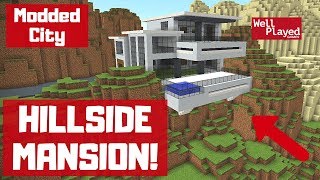 How To Build Modern Hillside Mansion  Minecraft Modded City Ep 2 [upl. by Lindsy]