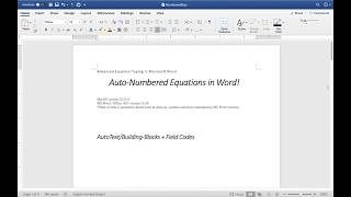 Create Numbered Equations in Word – Typing Equations in Word with Field Codes [upl. by Ailelc]
