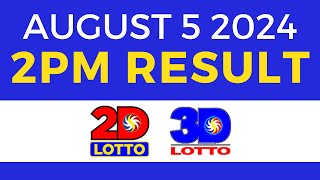 2pm Lotto Result Today August 5 2024  PCSO Swertres Ez2 [upl. by Oirobil]