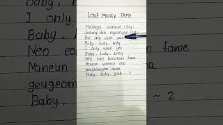 Love Money Fame  Song lyrics  handwriting  lyrics handwriting shorts [upl. by Earvin]