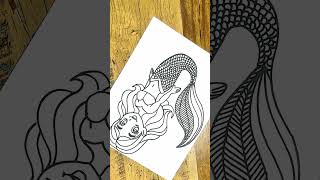 Cute Mermaid Hand Drawn Doodle Step By Step Easy Process Tutorial Shorts [upl. by Tarsus]