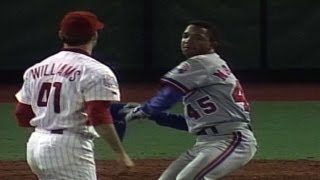 Pedro Martinez gets plunked and charges the mound [upl. by Eisej]