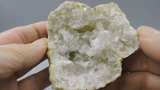 Geode with celestine and sugary quartz from Tunisia – cabinet size [upl. by Yenruoj991]