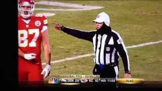 Travis Kelce makes obscene gesture at ref during ChiefsBroncos game [upl. by Markos]