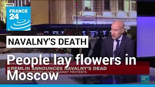 People lay floral tributes in Russia to Putin foe Alexei Navalny • FRANCE 24 English [upl. by Naiva]