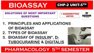 Solution  Bioassay  Insulin dtubocurarine Digitalis  Types  Unit 5  Pharmacology 5 sem [upl. by Arber]