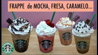 4 FRAPPUCCINOS Starbucks de mocha fresa caramelo java chip [upl. by Sukcirdor]