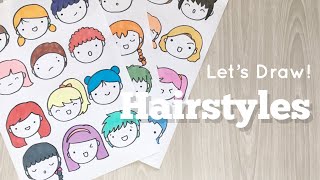 Lets Draw  30 Cute Kawaii Hairstyles for Girls amp Boys  Doodle with Me [upl. by Ashlen781]