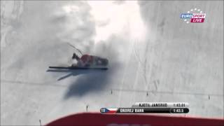 Ondrej Bank terrible crash at WC Alpine skiing combined in VailBeaver Creek 2015 [upl. by Acie]