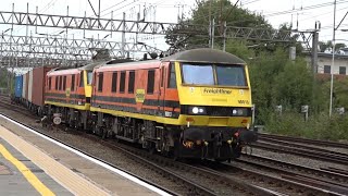 Trains at Crewe 2882024 including Class 90 amp 325 amp 805 [upl. by Fredra]