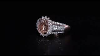 Morganite amp Moissanite Ring In 18K Rose Gold over Sterling Silver 300ctw [upl. by Yoc]