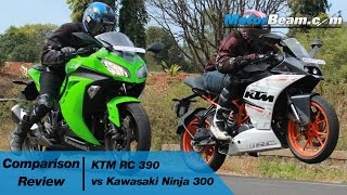 KTM RC 390 vs Kawasaki Ninja 300  Comparison Review  MotorBeam [upl. by Analise712]