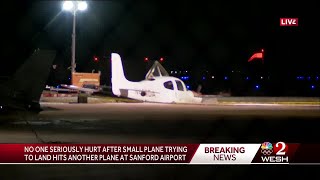 Officials Small plane trying to land hits another plane at Orlando Sanford International Airport [upl. by Tshombe]