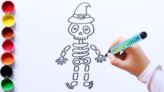 How to draw a Skeleton  simple skeleton drawing  easy to draw skeleton to halloween [upl. by Aremihc]