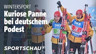 Biathlon Deutsche Staffel nur von Norwegen geschlagen  Sportschau [upl. by Akemat]