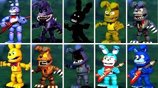 Five Nights at Freddys 6 FNAF 1 2 3 4 5 ALL BONNIE ANIMATRONICS FNAF 2018 [upl. by Waddington]