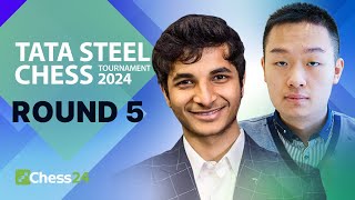 Watch Anish v Pragg Alireza Nodirbek Wei Yi amp Ian Hunt For The Lead  Tata Steel 2024 Rd 5 [upl. by Zweig]