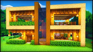 Minecraft Wooden Modern House How to build a Cool Modern House Tutorial [upl. by Lramaj]