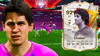 92 Golazo Icon Lineker Player Review  EA FC 24 [upl. by Nosnibor]