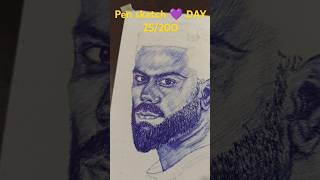 Virat kihili potrait in pen sketch drawing penskech art artandcraft [upl. by Eilyah]