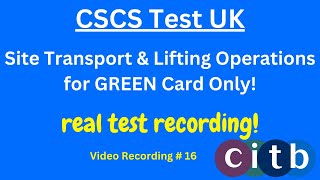 CSCS Card UK  CSCS Test 2024 CSCS Test for Green Card  16 site transport amp lifting operations [upl. by Anawait]