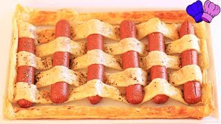 SALCHICHAS EN HOJALDRE AL HORNO🌭RECETA FÁCIL [upl. by Lladnew]